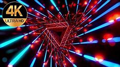 10 Hour 4k TV Blue Pink triangle Neon tunnel Abstract background video loop, no copyright, no sound