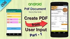 #6 Create PDF from User Input : Android Studio PDF Document