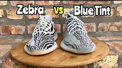 Yeezy 350 BOOST comparison Zebra vs Blue Tint