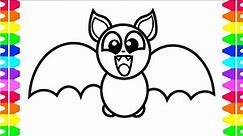 Bat, Coloring for kids and Toddlers, Let's Draw and learn together.
