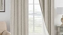 H.VERSAILTEX Primitive Linen Curtains 100% Blackout Curtain Drapes Burlap Fabric Curtains with White Thermal Insulated Liner, Grommet Top Curtains Living Room/Bedroom (2 Panels, 42 x 84 Inch, Stone)