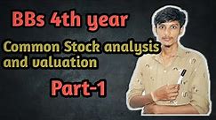 Common Stock Analysis and Valuation // part-1 // Financial Ratio // Stock value $$$$$