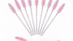 50PCS Crystal Mascara Wands, Disposable Eyelash Eyebrow Spoolie Brush for Makeup Eyelash Extensions, Eyebrow Spoolie for Lash Extension(Pink)