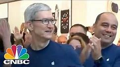 Apple CEO Tim Cook Visits Apple Store On iPhone X Launch | CNBC