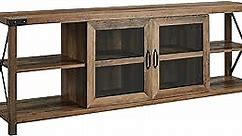 Walker Edison Rustic Modern Farmhouse Metal and Wood TV Stand for TV's up to 80" Universal TV Stand for Flat Screen Living Room Storage Cabinets and Shelves Entertainment Center, 70 Inch, Rustic Oak