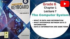 WHAT IS DATA AND INFORMATION |LEC-7 |GRADE-6|KEYBOARD COMPUTER SCIENCE WITH APPLICATION SOFTWARE |
