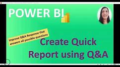 POWER BI Q&A Visual || Create quick visual using Q&A || Improve Q&A response for Report Users