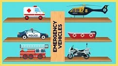 Learning Emergency Vehicles Names And Sounds - Emergency Vehicles For Kids - Fire Truck Police Car