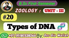 Types of DNA 🧬 In Zoology | Introduction of Cell | Bsc 1st Semester
