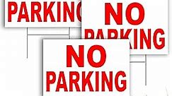 3 PC No Parking Signs with Stakes - 8x12 Coroplast No Parking on Grass Sign - Keep Off Grass Sign - No Parking Signs with Stand
