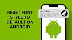 How to reset font style to default on Android Phone | change Font Style on Phone