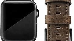 EDIMENS Leather Bands Compatible with Apple Watch 45mm 42mm 44mm Band Men Women, Vintage Genuine Leather Wristband Replacement Band for iWatch Apple Watch Series 9 8 7 6 5 4 3 2 1, SE Sports & Edition