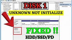 Disk 1 unknown not initialized FIX