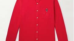 POLO RALPH LAUREN Button-Down Collar Logo-Embroidered Cotton-Flannel Shirt for Men | MR PORTER