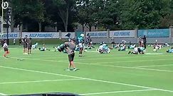 Panthers LB Brian Burns appears at Panthers practice during negotiations