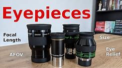 Understanding Eyepieces for Telescopes - Focal Length, Size, AFOV, Eye Relief
