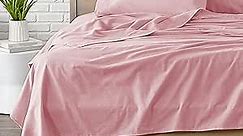 Bare Home Flannel Sheet Set 100% Cotton, Velvety Soft Heavyweight - Double Brushed Flannel - Deep Pocket (King, Light Pink)