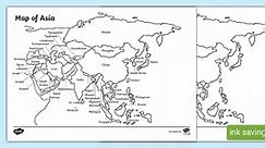 Asia Map With and Without Names Worksheets