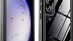Temdan for Samsung Galaxy S23 Case,Waterproof Built-in Lens & Screen Protector[Full Body Shockproof][12 FT Military Drop Proof][Dustproof][IP68 Underwater] Case for Galaxy S23 5G 6.1’’-Black/Clear