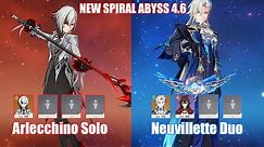 C0 Arlecchino Solo & C1 Neuvillette Duo | Spiral Abyss 4.6 Floor 12 9 Stars | Genshin Impact