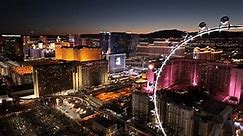 Las Vegas, Nevada, United States - 12.28.2023 - High Roller At Las Vegas In Nevada United States. Cityscape.City Life Stunning Sunset Sky Office Luxury Enterprise Sunset.
