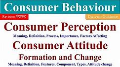 Consumer Perception in Consumer Behaviour, Consumer Attitude, Consumer Attitude formation and Change