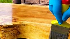 DIY Epoxy and wood slab table!🫡