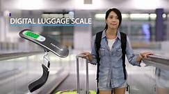 Fosmon Digital Luggage Scale, Digitial LCD Display Backlight Baggage Scale with 110lbs Capacity, Portable Stainless Steel Hanging Luggage Weight Scale with Tare Function for Travelers - Silver