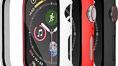 Charlam Compatible with Apple Watch Case 44mm iWatch SE Series 6 5 4 with Screen Protector, Slim Guard Thin Bumper Full Coverage Hard Cover Defense Edge for Women Men, Black White Red, 3 Pack