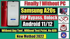 Samsung A20s FRP Bypass Android 11/12 without Pc | New Method