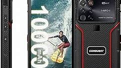 Conquest 5G Rugged Smartphone, S23 Unlocked Cell Phone with PTT Button, Android 12, 6.58'' Screen, 12GB+256GB, 10000mAh Battery, 108MP Main Cam, Dual SIM, NFC (Red-DMR)