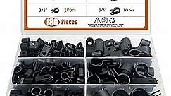 ISPINNER 180pcs Nylon Plastic R-Type Cable Clamps, 1/4" 5/16" 3/8" 1/2" 5/8" 3/4" Clips Fasteners Assortment Kit for Cable Conduit (Black)