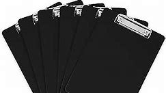 Black Plastic Clipboards (Set of 6) Multipack - 12.5x9 Inch Clipboard Holds 100 Sheets, Low Profile | Colored Acrylic Clip Boards in Bulk for Kids & Professionals