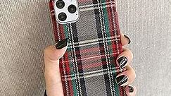 Mixneer Warm Flannel Plaid Cloth Phone Case Simple Plush Fabric Phone Case Compatible with iPhone 11 12 Mini Pro Max SE 2020 7 8 6 6S Plus XR X XS Cover (Compatible with iPhone 11 pro, Gray)