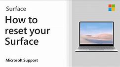 How to restore or reset your Surface | Microsoft