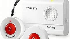 SYNLETT Caregiver Pager Wireless Call Buttons for Elderly Monitoring SOS Alert System Portable Alarm for Nurse Call Seniors Patients Emergency Home