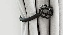 Handmade Metal Curtain Holdbacks 2pcs, Decoration Matt Black Curtain Tie Back Hooks for Wall, Heavy Duty Side Holders Tiebacks Accessories for Drapes Drapery Window