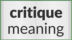 Critique | meaning of Critique