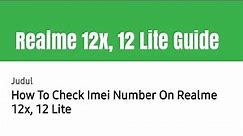 How To Check Imei Number On Realme 12x, 12 Lite