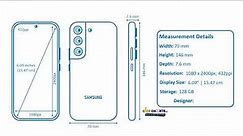 Samsung Galaxy S22 Size, Measurements & Dimension Illustration