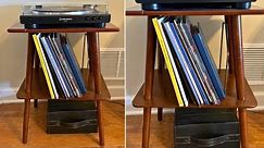 Mahogany Turntable Stand with Wire Record Storage REVIEW
