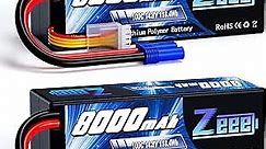 Zeee 4S Lipo Battery 8000mAh 14.8V 100C with EC5 Connector Hard Case RC Battery for Car Truck Tank RC Buggy Truggy Racing Hobby(2 Pack)