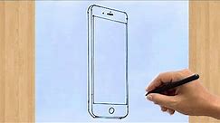 How to Draw a Smartphone Easy Drawing | Step by Step Mobile Phone Sketch Simple