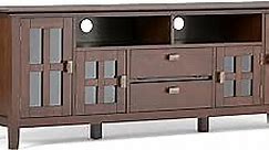 SIMPLIHOME Artisan SOLID WOOD Universal TV Media Stand, 72 inch Wide, Contemporary, Living Room Entertainment Center, Storage Cabinet, for Flat Screen TVs up to 80 inches in Russet Brown