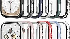 12 Pack Case for Apple Watch Series 9 8 7 45mm with Tempered Glass Screen Protector, Haojavo PC Hard Ultra-Thin Scratch Resistant Bumper Protective Cover for iWatch 45mm Accessories
