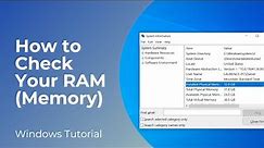 How to Check Your RAM/Memory - System Specs in Windows 10