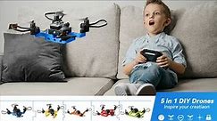 TECHVIO Drone for Kids,5in1 DIY Drone Building Kits,Creative Educational Learning STEM Flying