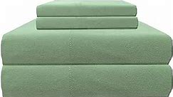 Thermee Micro Flannel Full-Size Sheet Set, Machine Wash & Dry, No Pilling, 16" Deep Pocket with 2 Pillowcases, Clover