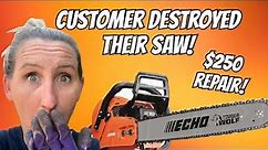 How to fix an Echo CS-590 Chainsaw that got destroyed BY ONE NAIL! Complete oil assembly repair Vlog