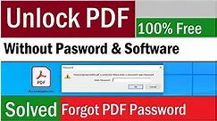 Forgot PDF Password | How To Unlock a PDF Without a Password | Unlock PDF for Free